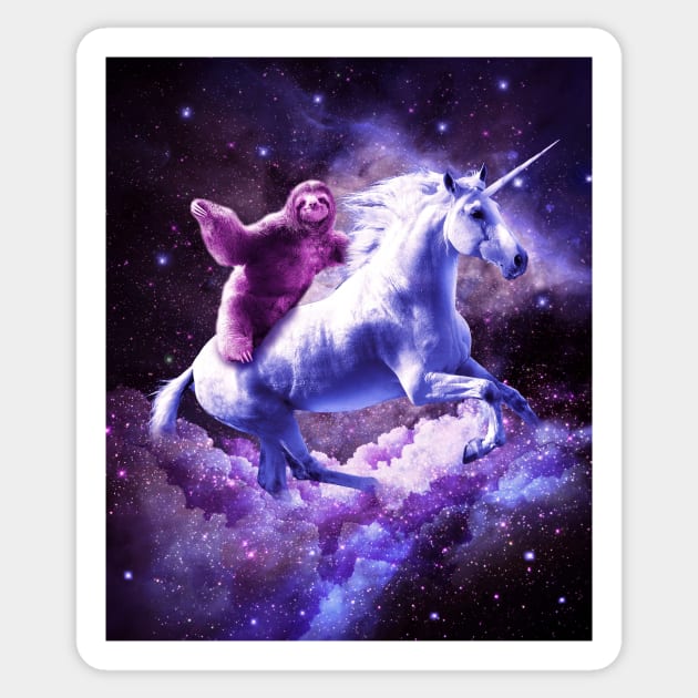 Space Sloth Riding On Unicorn Sticker by Random Galaxy